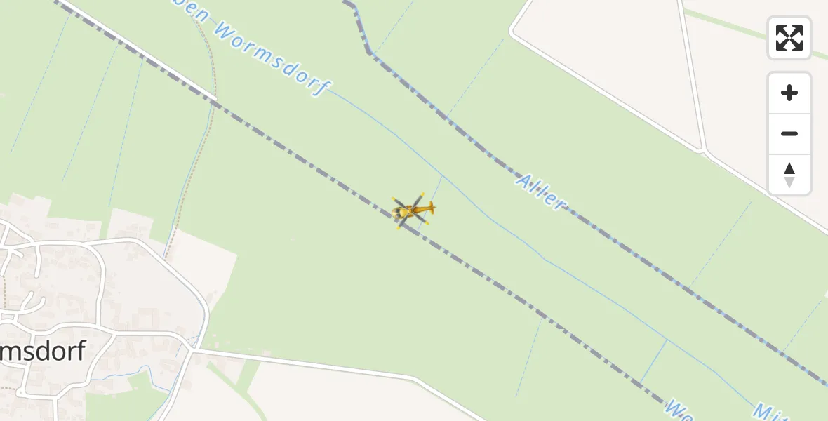 Flugroute Rettungshubschrauber Ummendorf - Ummendorf, 15 Februar 2026, 06:38