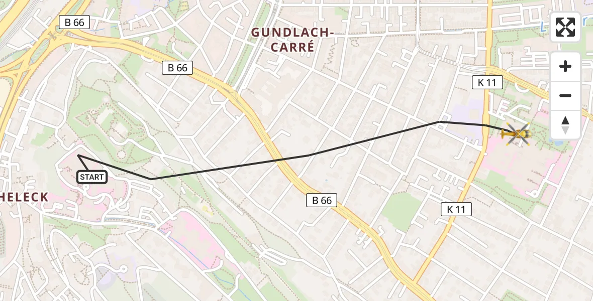 Routekaart van de vlucht: Rettungshubschrauber nach Bielefeld, Teutoburger Straße