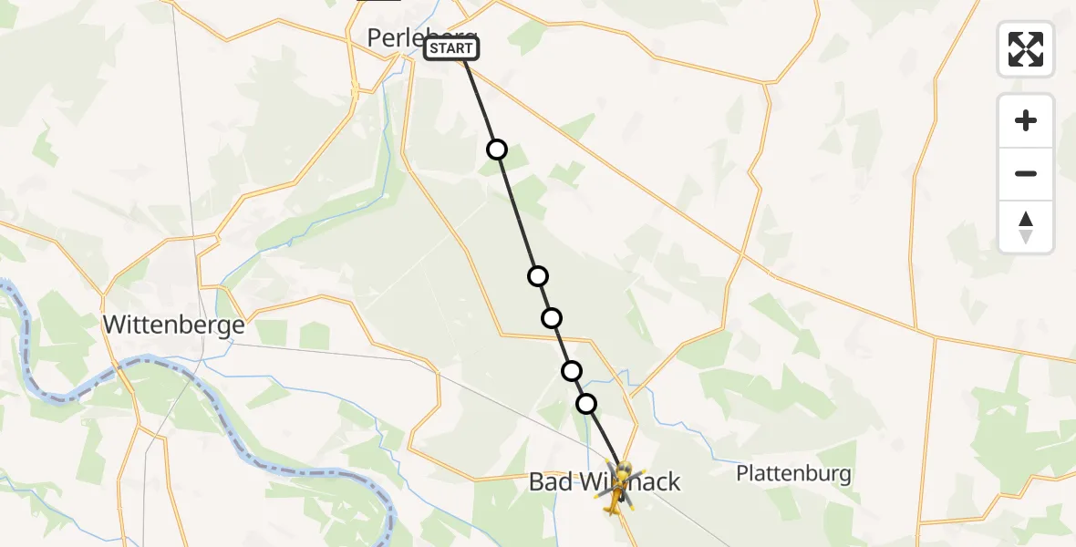 Flugroute Rettungshubschrauber Perleberg - Bad Wilsnack, 15 Februar 2026, 09:28