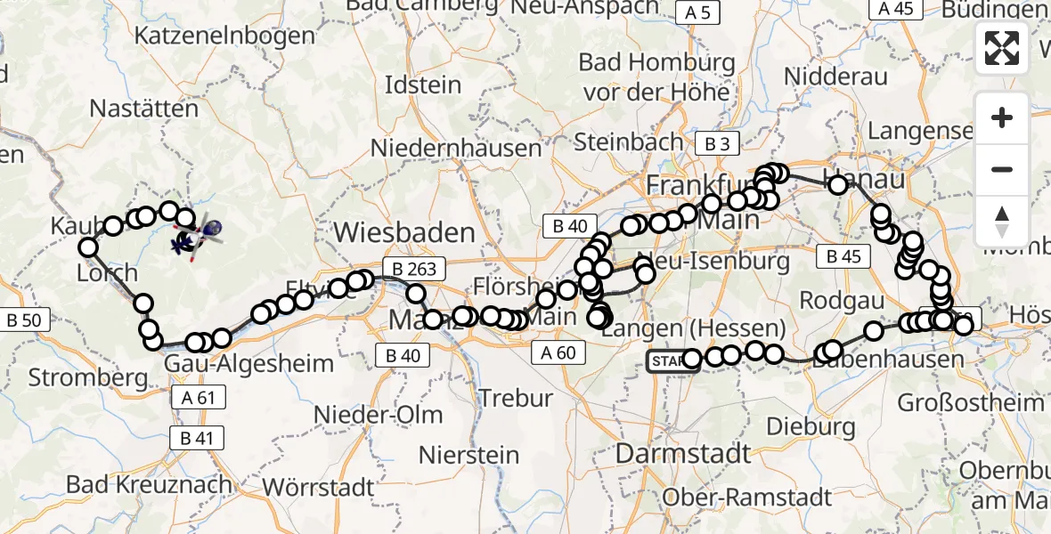Routekaart van de vlucht: Polizeihubschrauber nach Hallgarten, Glaskopf-Weg