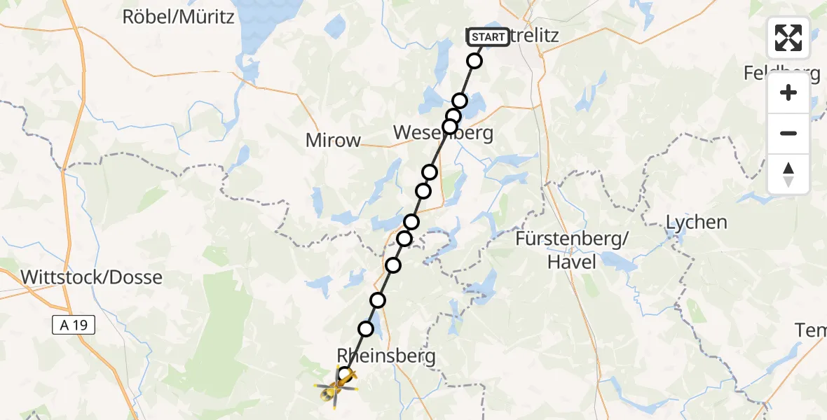 Flugroute Rettungshubschrauber Neustrelitz - Zühlen, 15 Februar 2026, 09:47