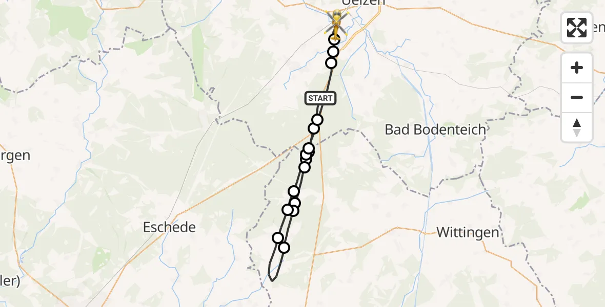 Flugroute Rettungshubschrauber Suderburg - Holdenstedt, 15 Februar 2026, 09:49