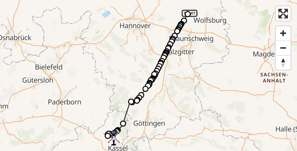 Flugroute Polizeihubschrauber Gifhorn - Burguffeln, 15 Februar 2026, 10:32