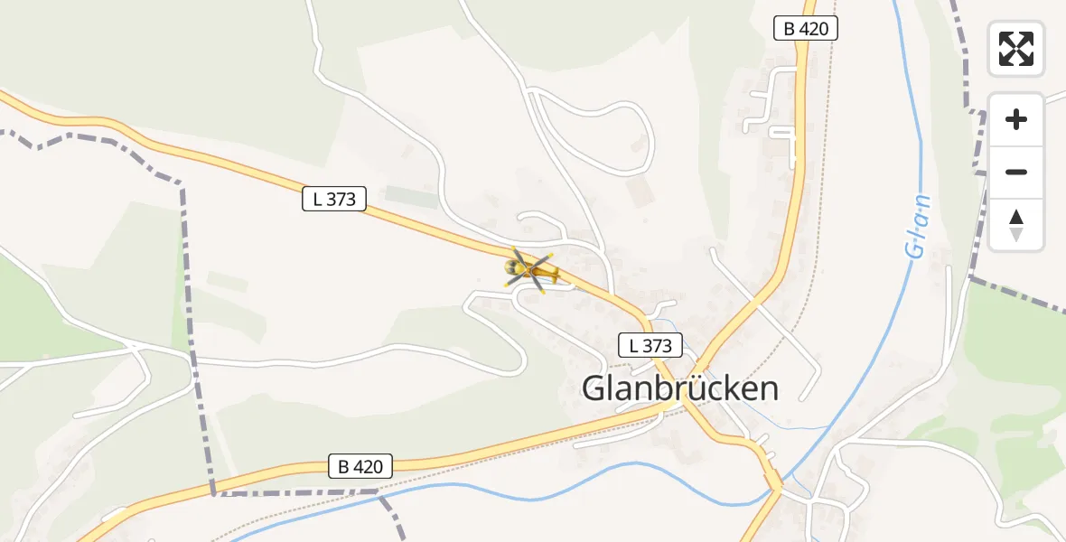Flugroute Rettungshubschrauber Glanbrücken - Glanbrücken, 15 Februar 2026, 10:48