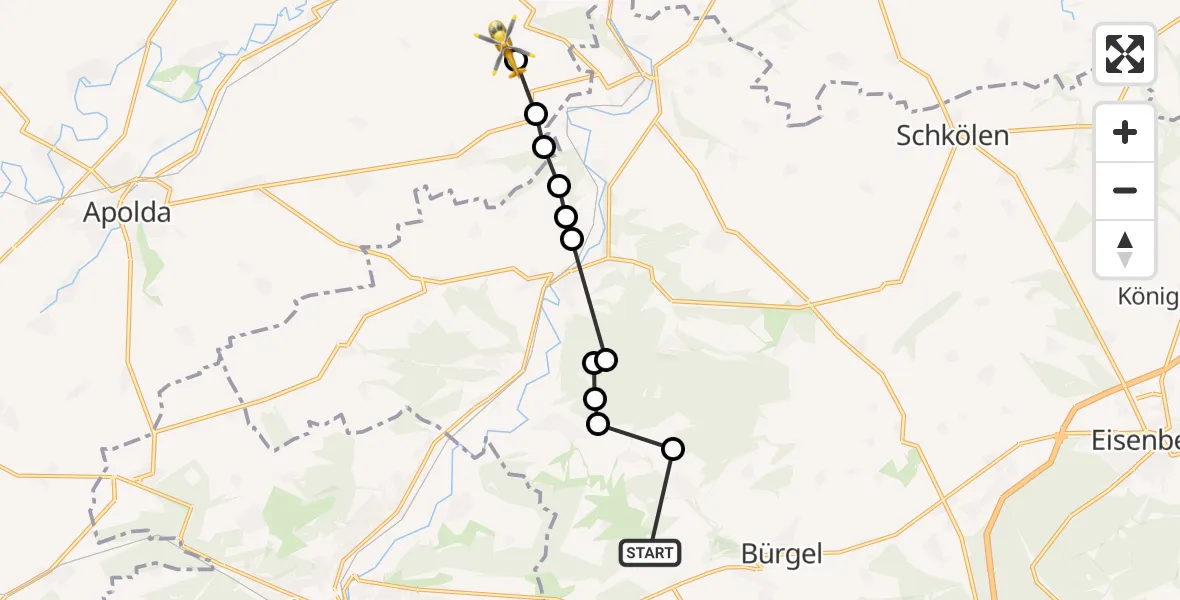 Flugroute Rettungshubschrauber Taupadel - Darnstedt, 15 Februar 2026, 13:04