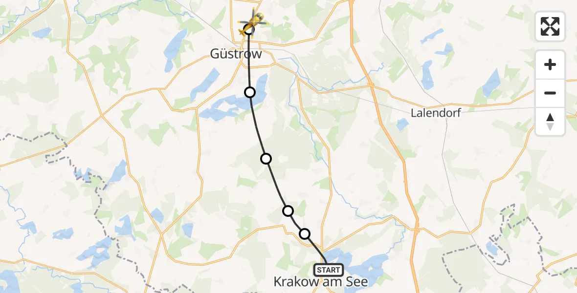 Routekaart van de vlucht: Rettungshubschrauber nach Suckow, Friedrich-Trendelenburg-Allee