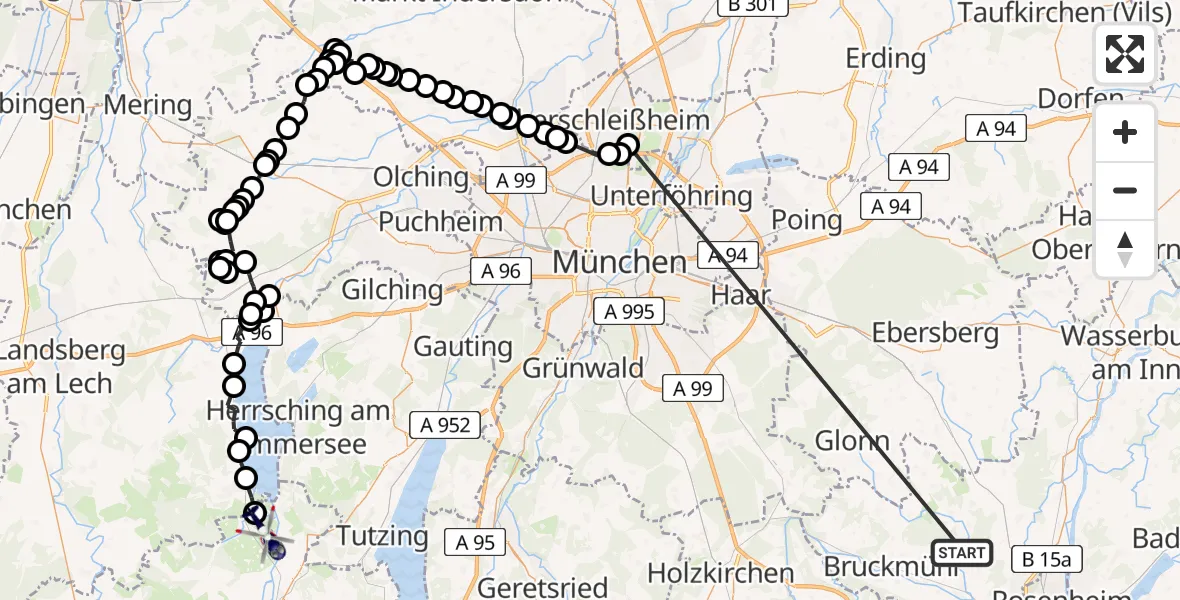 Flugroute Polizeihubschrauber Tuntenhausen - Sölb, 15 Februar 2026, 13:54