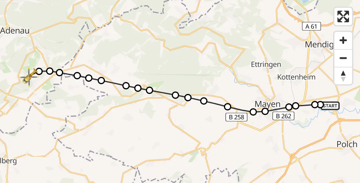 Routekaart van de vlucht: Ambulanzhubschrauber nach Nürburg, Bergfriedenweg