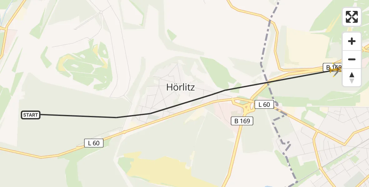 Flugroute Rettungshubschrauber Schipkau - ADAC Air Rescue Station Senftenberg Heliport, 15 Februar 2026, 14:56