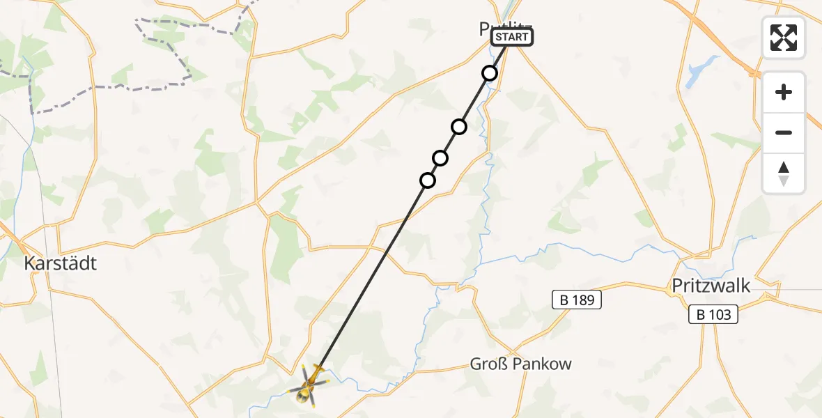 Routekaart van de vlucht: Rettungshubschrauber nach Lübzow