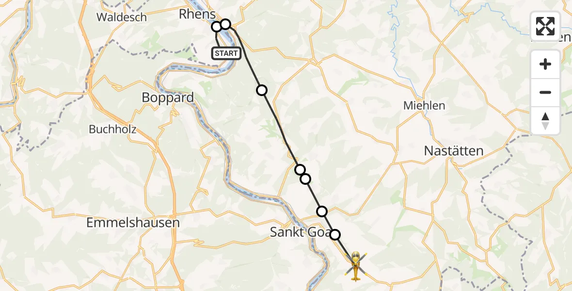 Routekaart van de vlucht: Rettungshubschrauber nach Bornich, Odinstraße