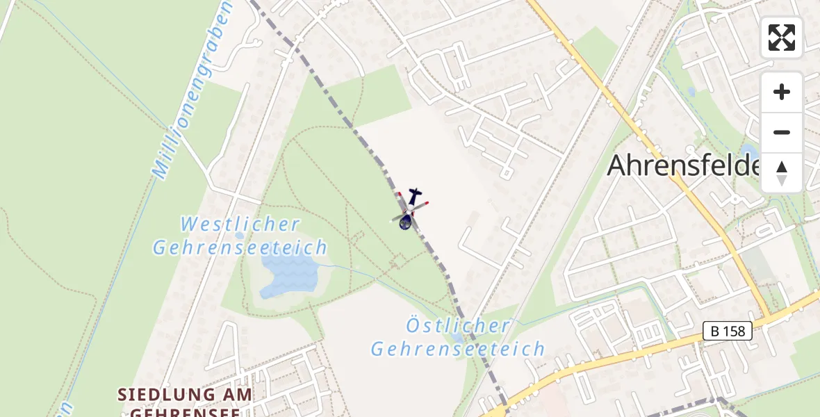 Flugroute Polizeihubschrauber Ahrensfelde - Ahrensfelde, 16 Februar 2026, 00:32