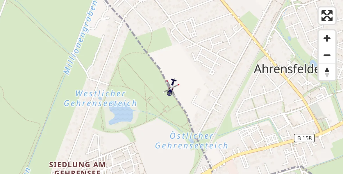 Flugroute Polizeihubschrauber Ahrensfelde - Ahrensfelde, 16 Februar 2026, 00:32