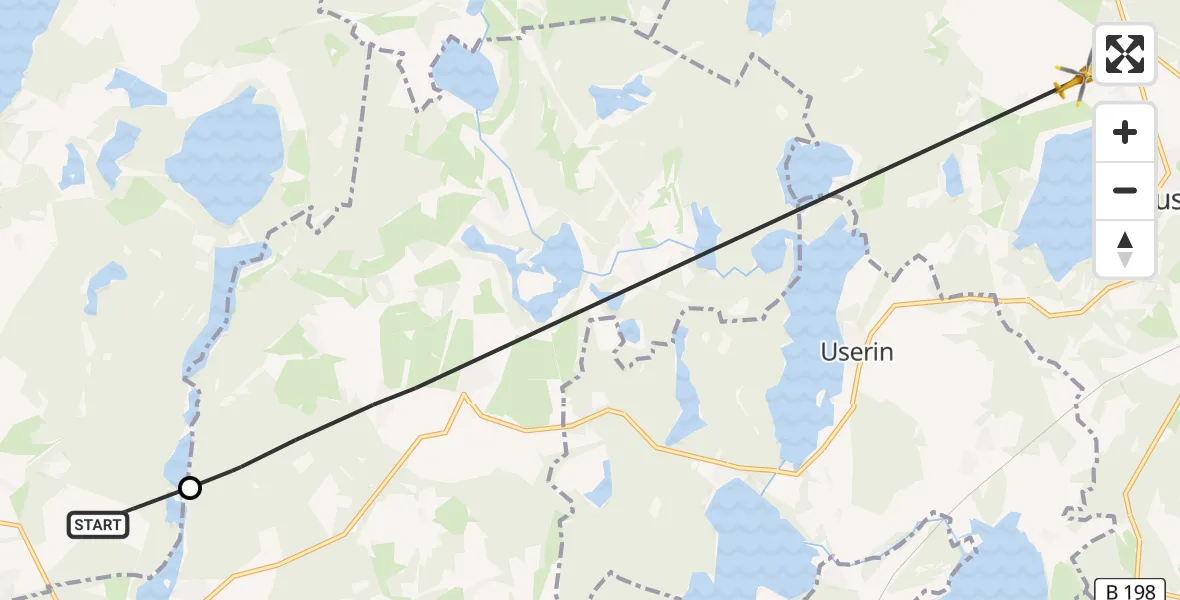 Flugroute Rettungshubschrauber Rechlin - Neustrelitz, 16 Februar 2026, 07:24