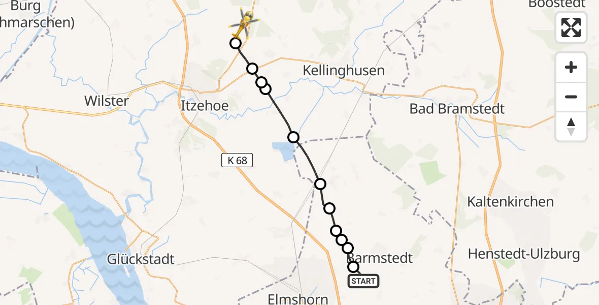 Routekaart van de vlucht: Rettungshubschrauber nach Hohenlockstedt, Hungriger Wolf
