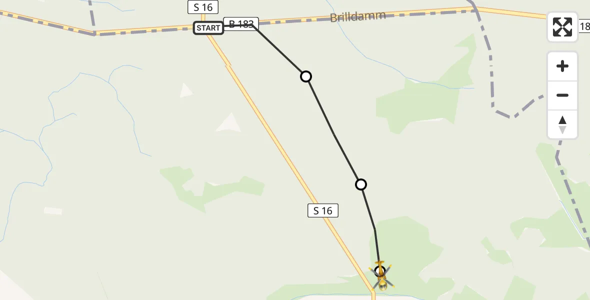 Routekaart van de vlucht: Ambulanzhubschrauber nach Mockrehna, S 16