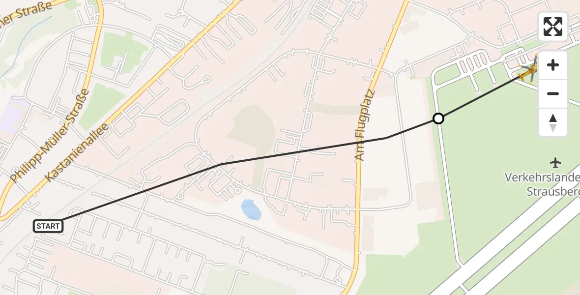 Flugroute Rettungshubschrauber Strausberg - Strausberg, 16 Februar 2026, 12:41