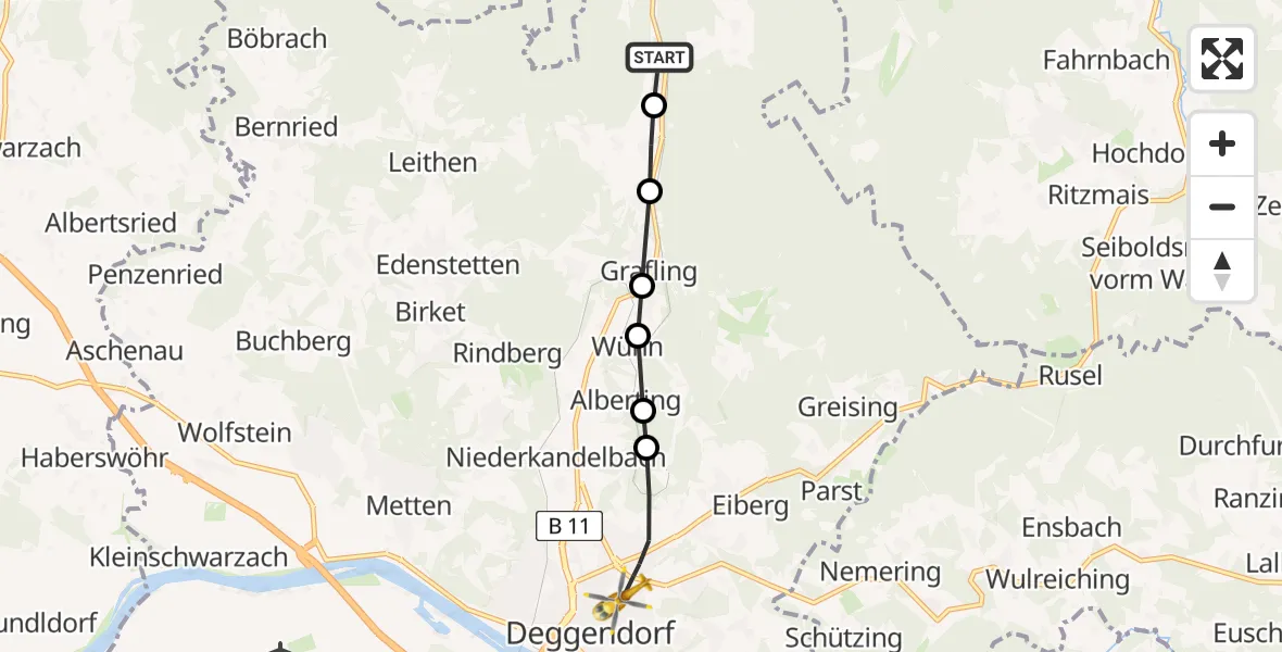 Flugroute Rettungshubschrauber Grub - Kleinfilling, 16 Februar 2026, 14:09
