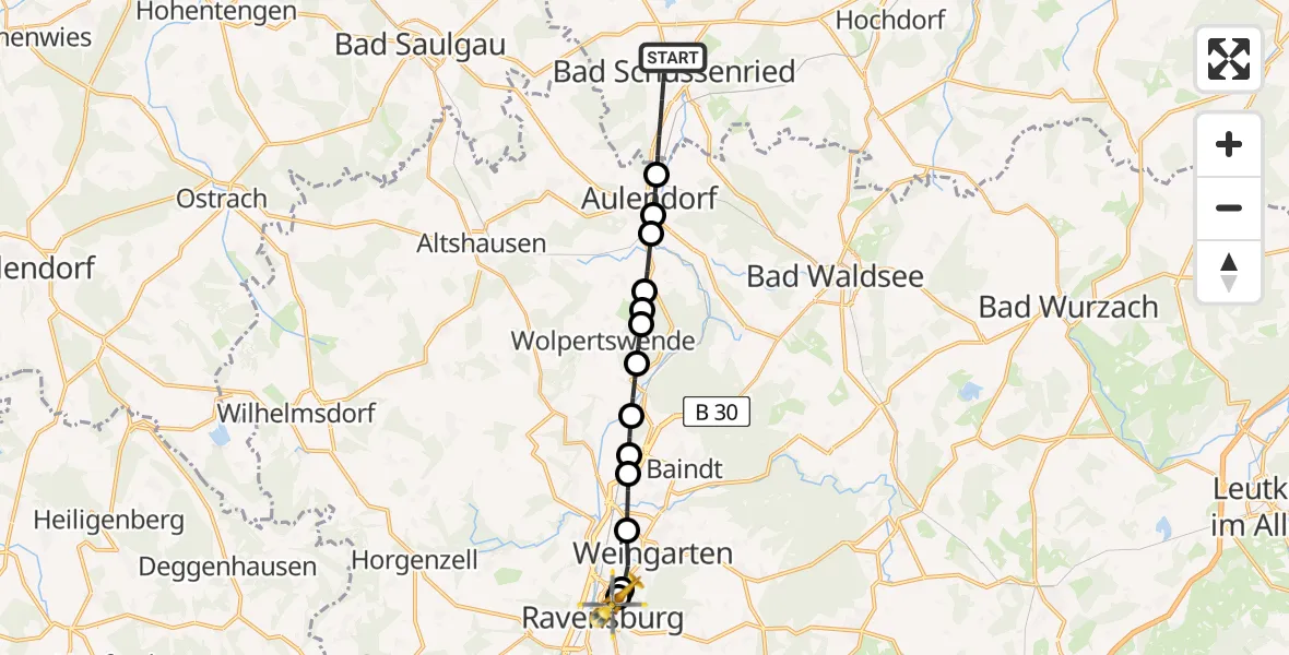 Routekaart van de vlucht: Rettungshubschrauber nach Sankt Elisabeth Hospital Heliport