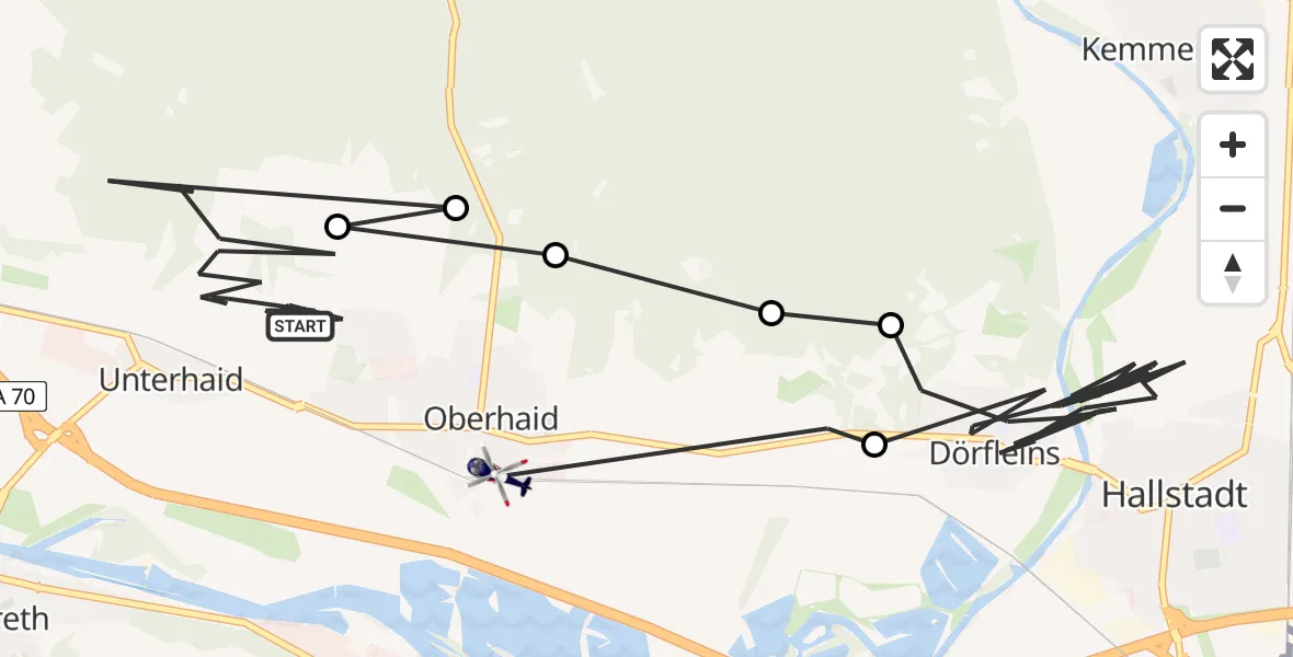 Flugroute Polizeihubschrauber Unterhaid - Oberhaid, 16 Februar 2026, 21:57