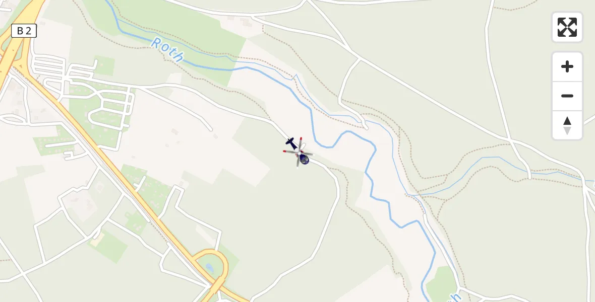 Flugroute Polizeihubschrauber Roth - Roth, 16 Februar 2026, 22:50