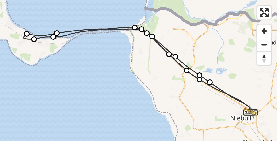 Routekaart van de vlucht: Rettungshubschrauber nach Niebüll, Gather Landstraße