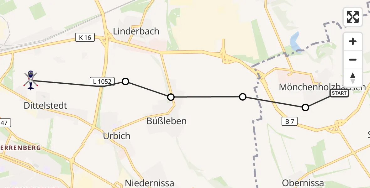 Flugroute Polizeihubschrauber Sohnstedt - Dittelstedt, 17 Februar 2026, 08:38