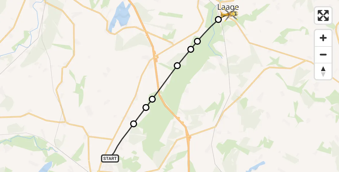 Flugroute Rettungshubschrauber Suckow - Laage, 17 Februar 2026, 08:59