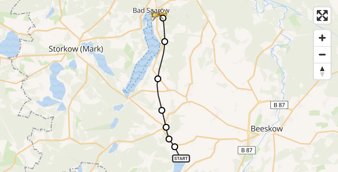 Flugroute Rettungshubschrauber Wulfersdorf - Bad Saarow, 17 Februar 2026, 09:12