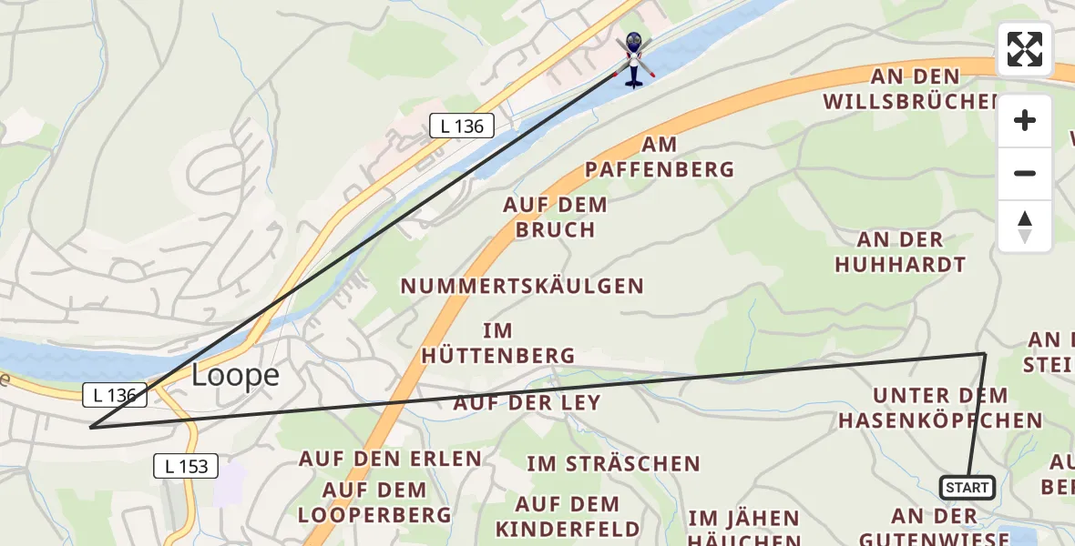 Flugroute Polizeihubschrauber Loope - Grünscheid, 17 Februar 2026, 09:19