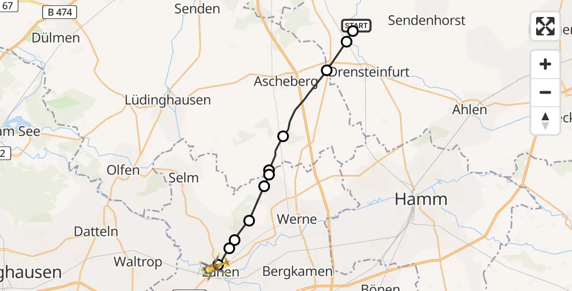 Routekaart van de vlucht: Rettungshubschrauber nach Sankt Marien Hospital Heliport