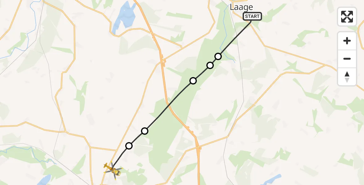 Flugroute Rettungshubschrauber Laage - Suckow, 17 Februar 2026, 09:45