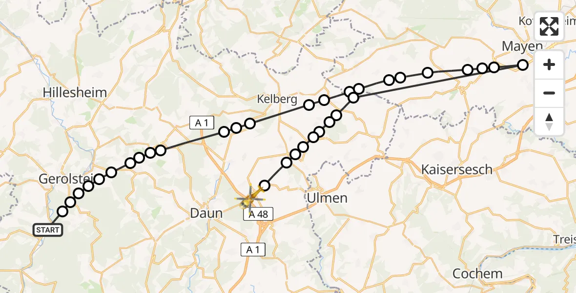 Routekaart van de vlucht: Ambulanzhubschrauber nach Darscheid, Im Erlenbachtal