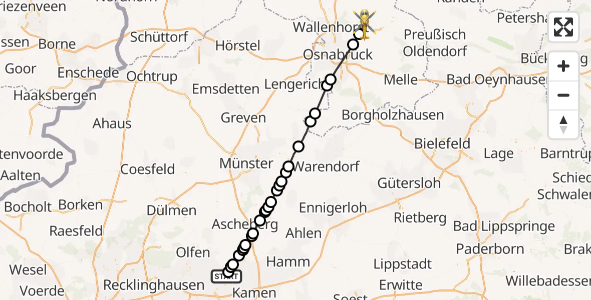 Routekaart van de vlucht: Rettungshubschrauber nach Vehrte, Driehauser Stadtweg