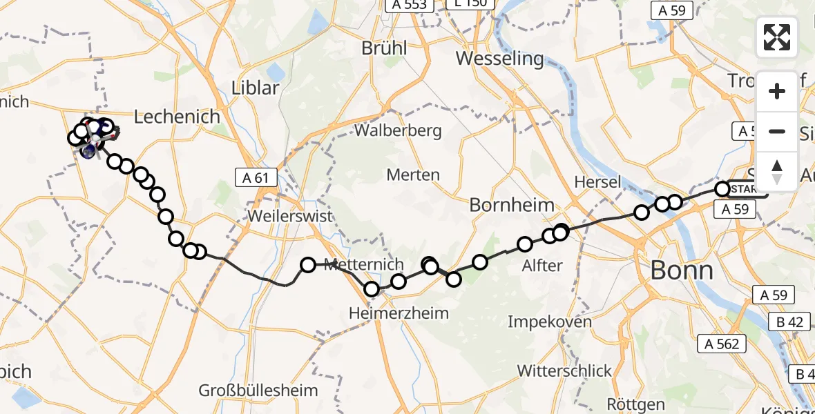 Flugroute Polizeihubschrauber Meindorf - Pingsheim, 17 Februar 2026, 12:31