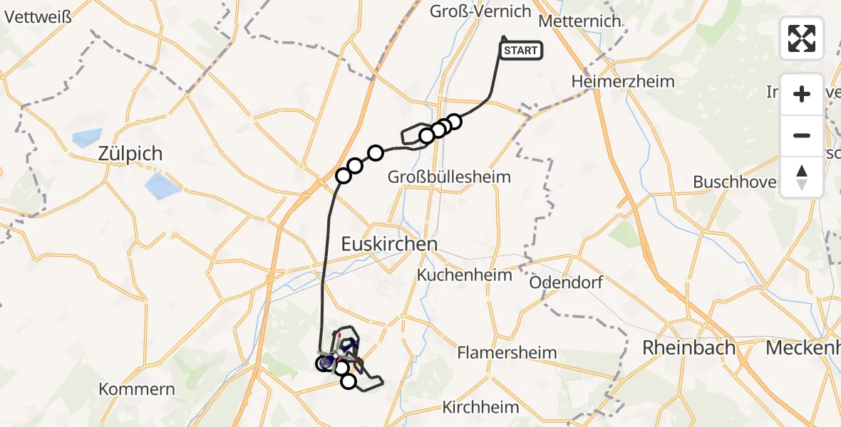 Flugroute Polizeihubschrauber Weilerswist - Euskirchen, 17 Februar 2026, 12:46