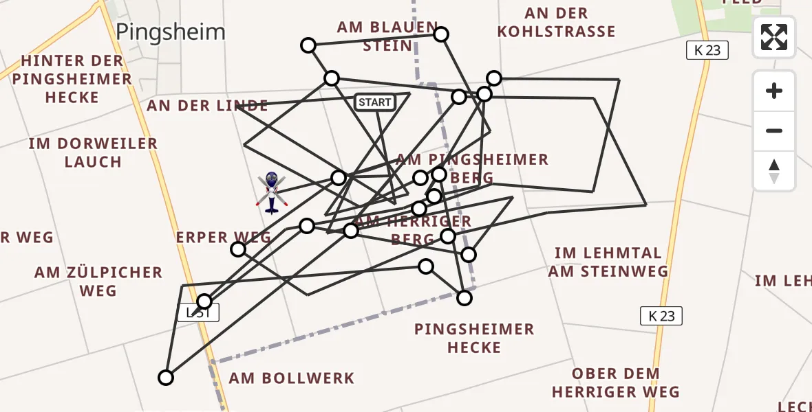 Routekaart van de vlucht: Polizeihubschrauber nach Nörvenich, L 51