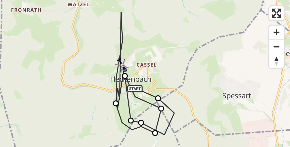 Routekaart van de vlucht: Polizeihubschrauber nach Heckenbach, Ringstraße