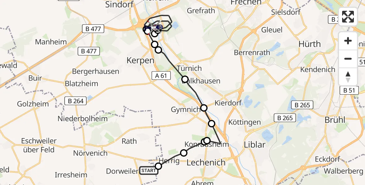 Flugroute Polizeihubschrauber Pingsheim - Götzenkirchen, 17 Februar 2026, 13:38