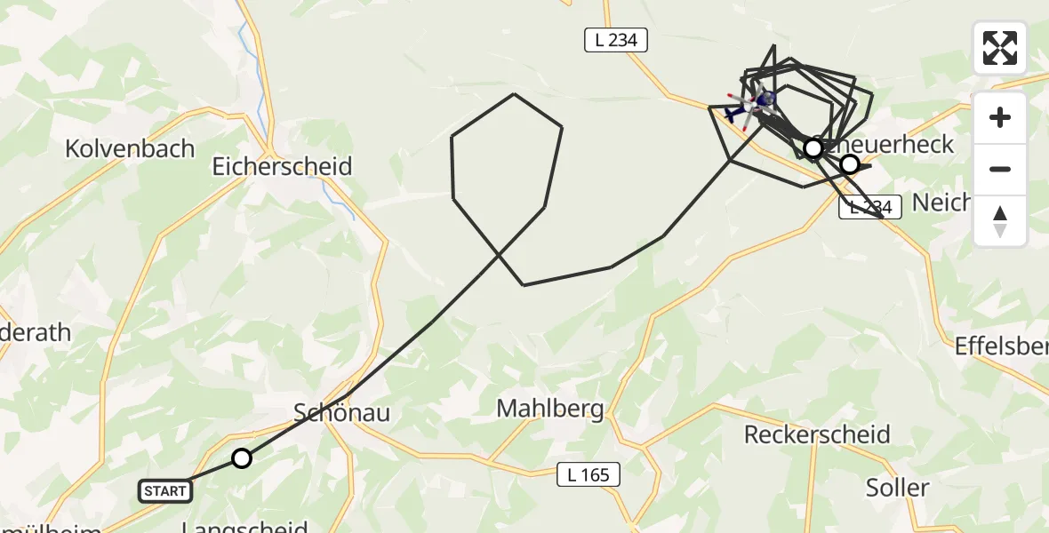 Flugroute Polizeihubschrauber Holzmülheim - Bad Münstereifel, 17 Februar 2026, 13:51