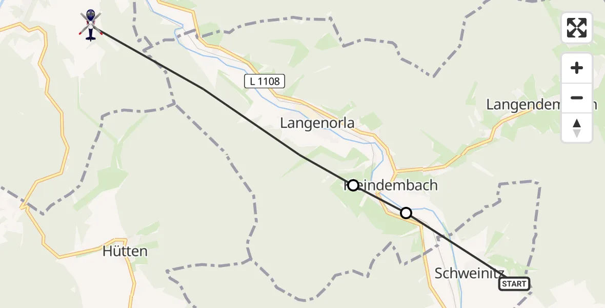 Routekaart van de vlucht: Polizeihubschrauber nach Hütten, Hüttengrund