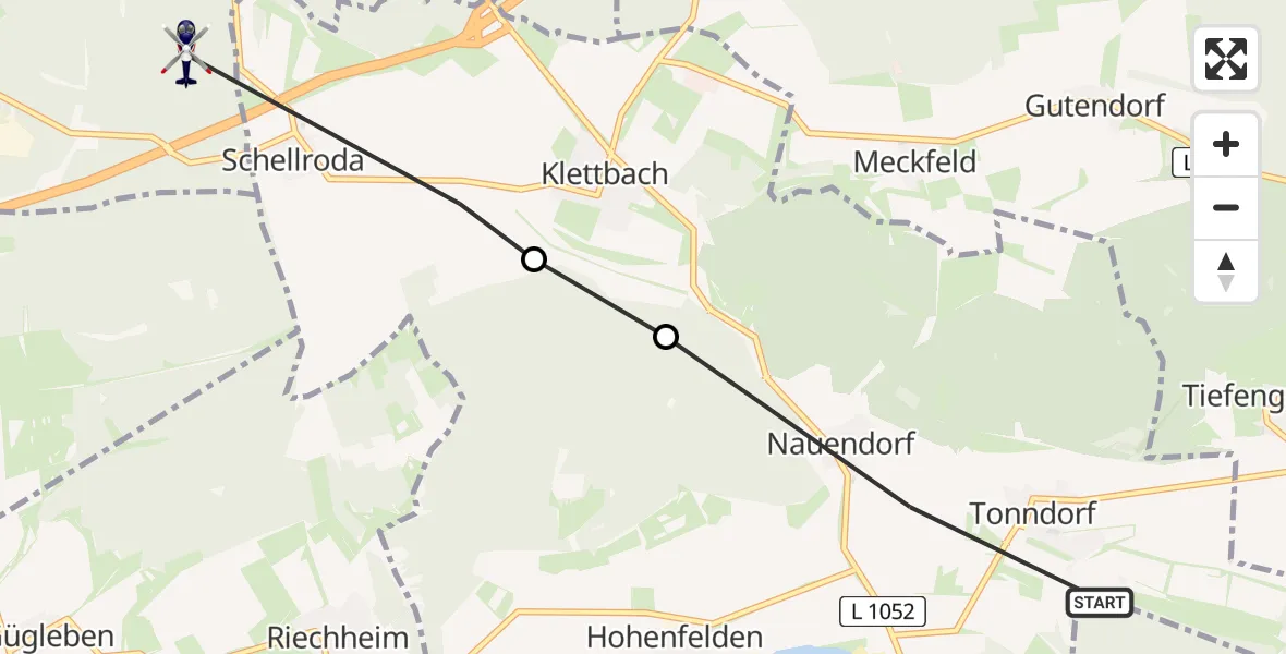 Routekaart van de vlucht: Polizeihubschrauber nach Erfurt, Forststraße