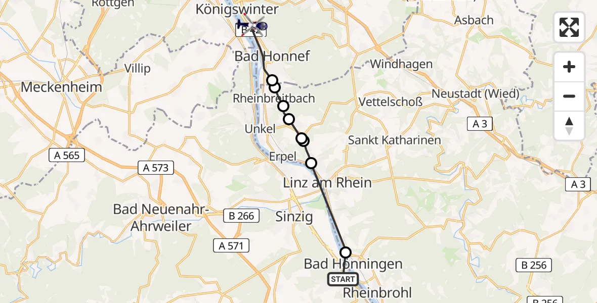 Routekaart van de vlucht: Polizeihubschrauber nach Bad Honnef, Am Domstein