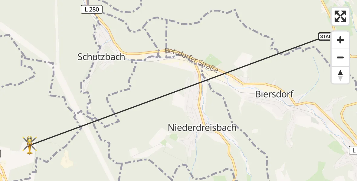 Routekaart van de vlucht: Rettungshubschrauber nach Kausen, Alsdorfer Weg