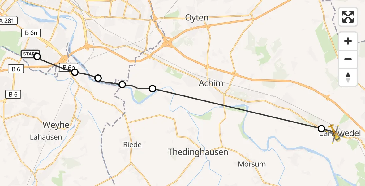 Routekaart van de vlucht: Rettungshubschrauber nach Langwedel, Große Straße