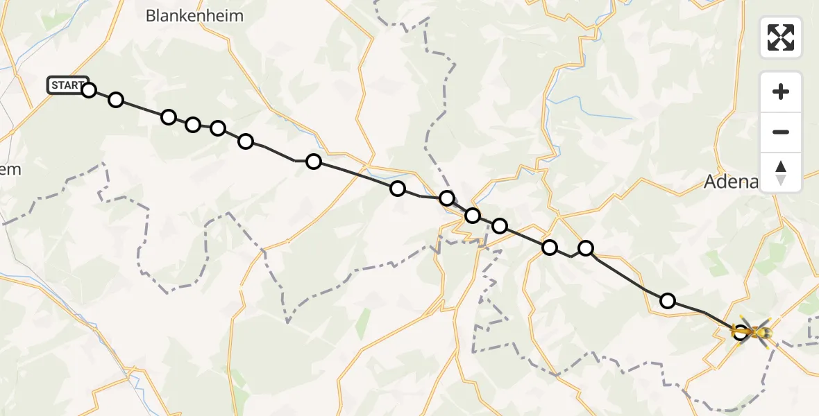 Flugroute Ambulanzhubschrauber Dahlem - Nürburgring Heliport, 18 Februar 2026, 07:43