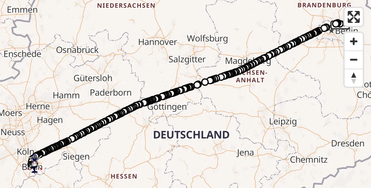 Flugroute Polizeihubschrauber Ahrensfelde Heliport - Sankt Augustin, 18 Februar 2026, 08:41