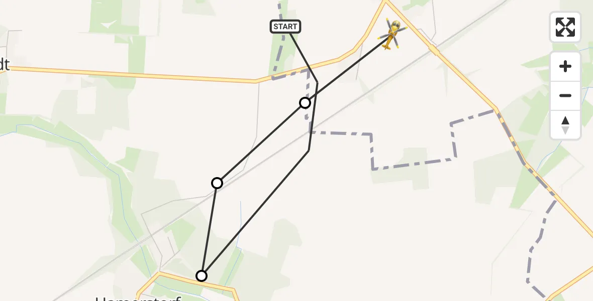 Flugroute Rettungshubschrauber Uelzen - Klein Süstedt, 18 Februar 2026, 09:22