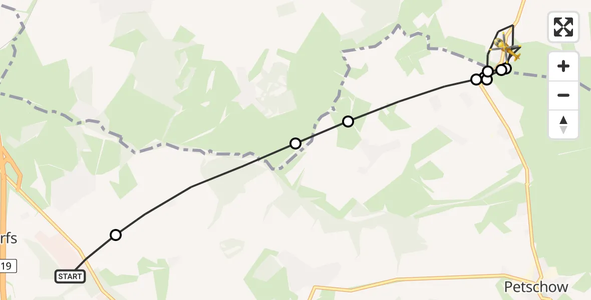 Flugroute Ambulanzhubschrauber Hohen Schwarfs - Broderstorf, 18 Februar 2026, 09:29