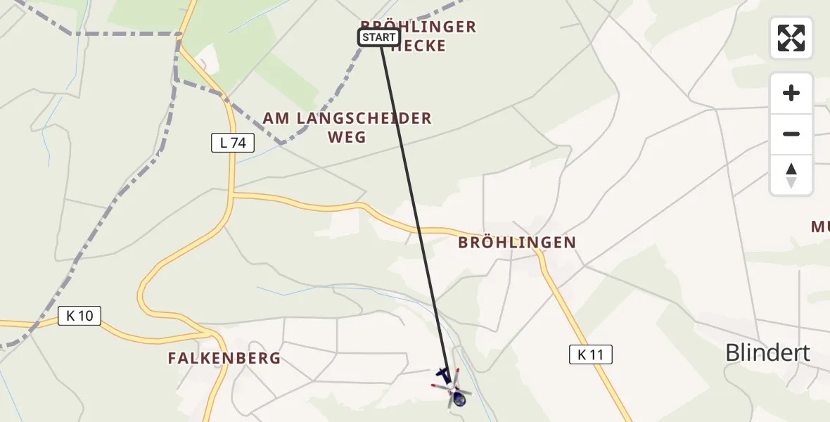 Flugroute Polizeihubschrauber Blindert - Hümmel, 18 Februar 2026, 09:34